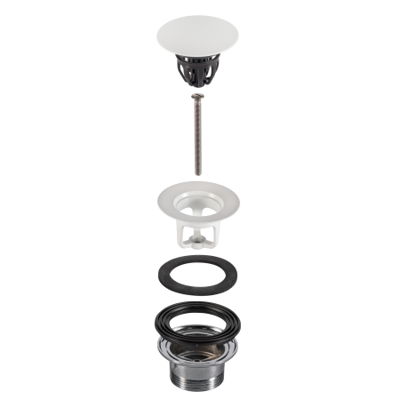 Донный клапан с переливом для ванны click-clack 1”1/2 OMP Tea Clicker 8334.060.6.XD, белый матовый
