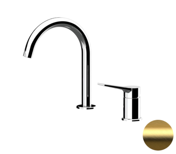 Смеситель для раковины Remer Slash SL57BG, золото брашированное