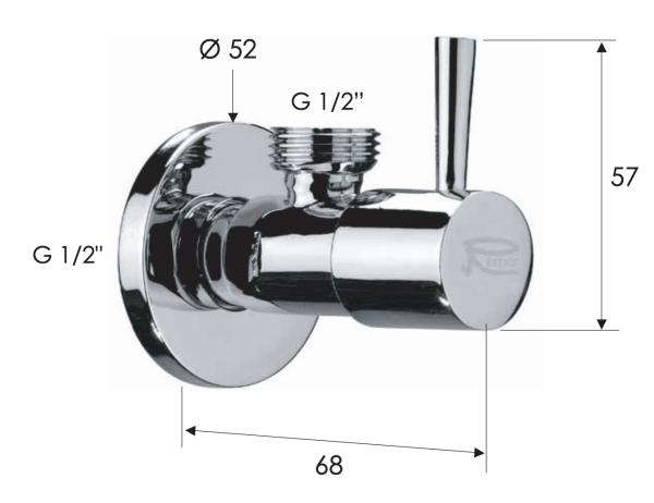 Запорный вентиль 1/2*1/2 Remer 128L1212XV, сталь