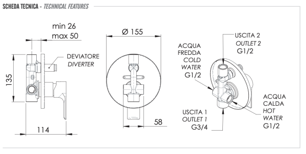 Смеситель для душа Remer Energy EY09