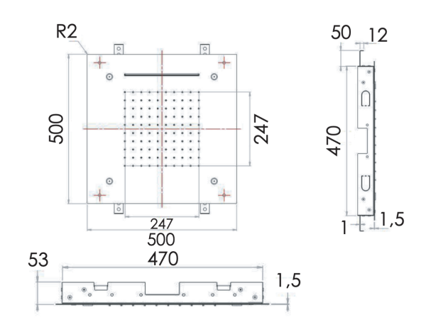 Верхний душ потолочный 50 см Remer INOX SS357SFS50NC
