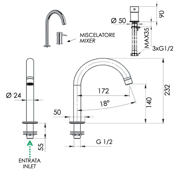 Смеситель для раковины Remer Minimal N57