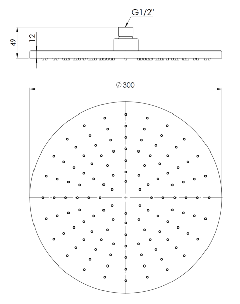 Верхний душ 30 см с шарнирным соединением Remer 359MM30CUX, медь брашированная PVD