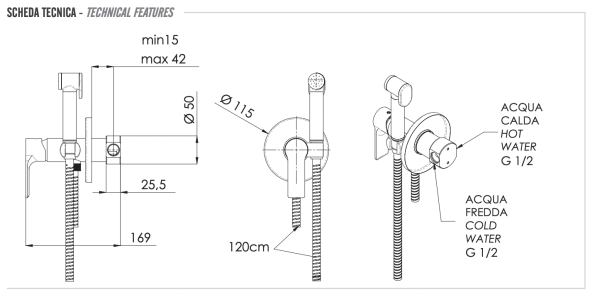Гигиенический душ со смесителем Remer Energy EY65WBO, белый матовый