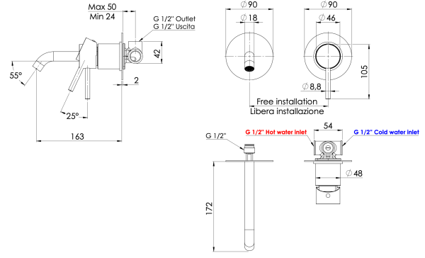 Смеситель для раковины Remer X Style X15CNO, черный матовый