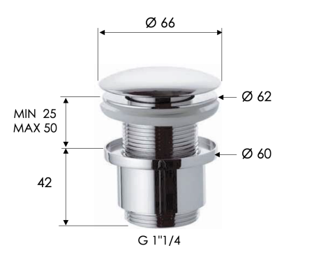 Донный клапан без перелива 1”1/4 Remer 904CC2114CFP, черный брашированный хром