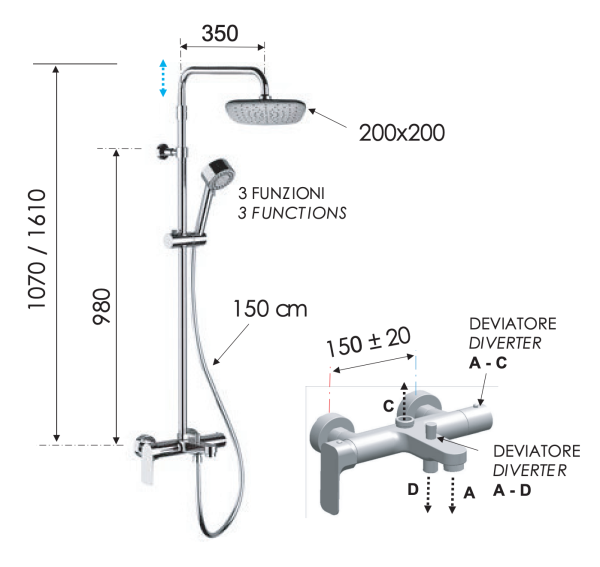Душевая система c изливом Remer Infinity I34AAD20