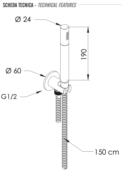 Комплект для душа Remer INOX SS337M317MM, нержавеющая сталь      