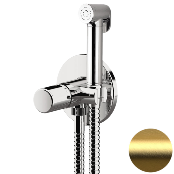 Гигиенический душ со смесителем Daniel Trilogy TG6454DCDP, золото брашированное