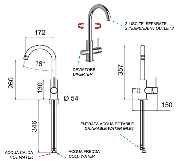 Cмеситель для кухни Remer X Style N792DWXV, сталь