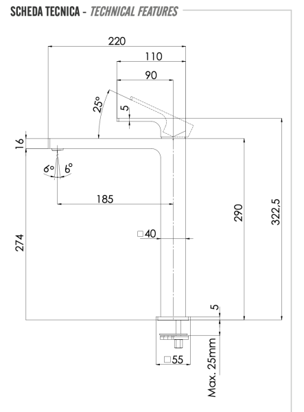 Смеситель для раковины Remer Absolute AU10L