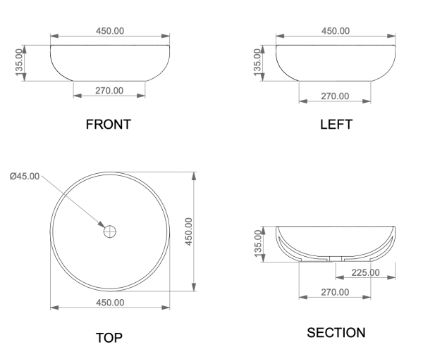 Раковина накладная 45 см GSG Ceramic Design Easy EALAVRO45015, пергамон матовый