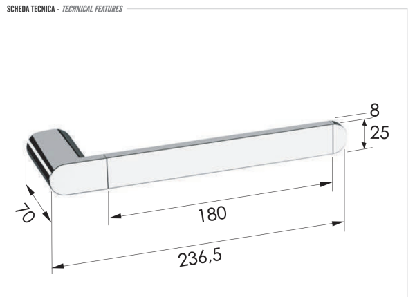 Полотенцедержатель Remer Lounge LN44XV, сталь