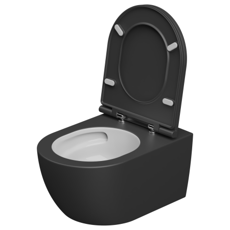 Подвесной унитаз биколор со смывом Eco Clean (торнадо) с крышкой и креплением GSG Ceramic Design Like RULKWCSETSOECBI000/003FI, Black Matt