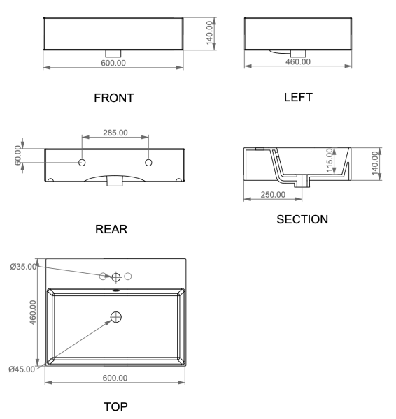 Раковина накладная 60x46 см GSG Ceramic Design Zenith ZELAVBW60000, белый глянцевый