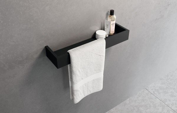 Полка с полотенцедержателем 45 см Novellini Frame R90AKFMPS45-H, цвет Matt Black