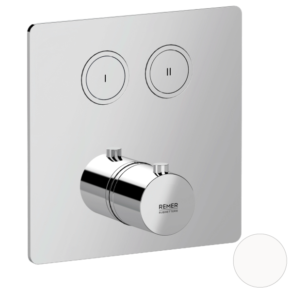 Смеситель термостатический для душа Remer X Style X99QD2KBBO, белый матовый