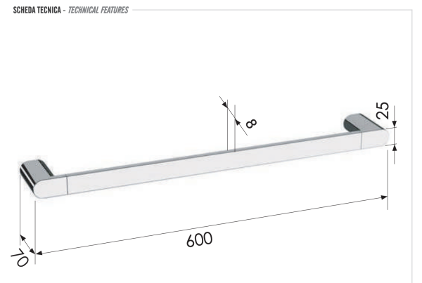 Полотенцедержатель Remer Lounge LN30CFP, черный брашированный хром