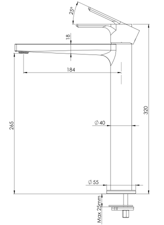 Смеситель для раковины Mariani Kali A14398KL12, черный матовый