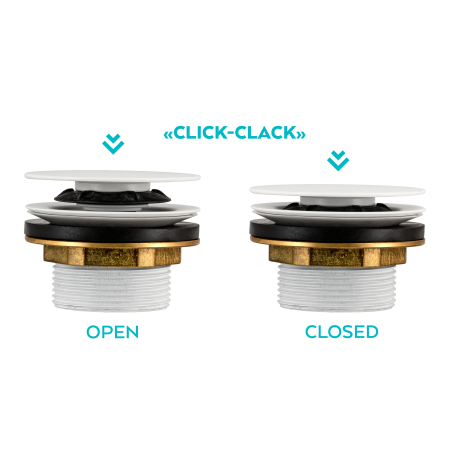 Донный клапан без перелива для ванны click-clack 1”1/2 OMP Tea Clicker 8568.060.6.XD, белый матовый