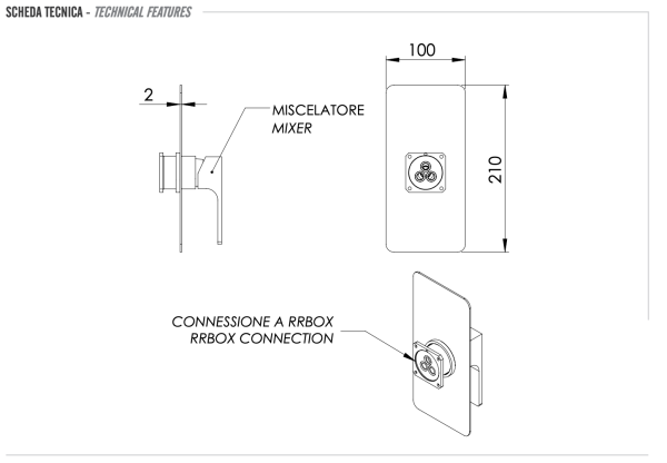 Смеситель для душа Remer Absolute AU30KBNO, чёрный матовый