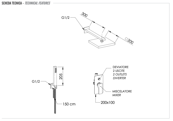 Комплект: Душевая система Remer Absolute AU09S02SD20